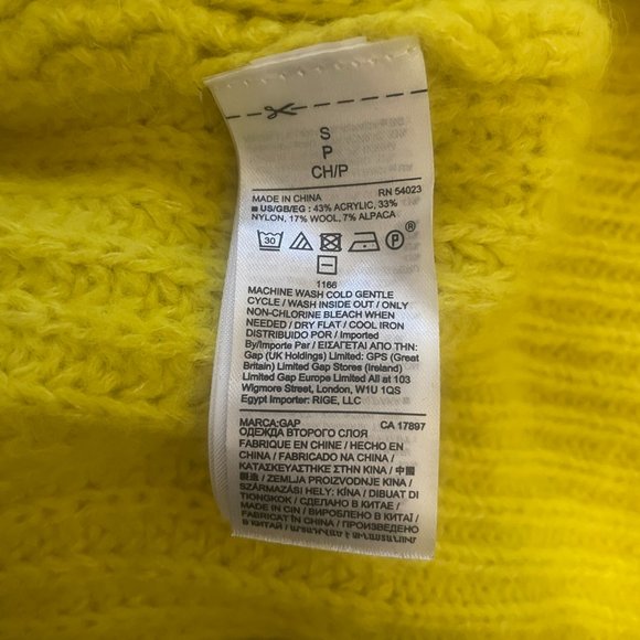 GAP Brushed Wool-Blend Pointelle Crewneck Knit Sweater Size S in Yellow - Picture 7 of 8